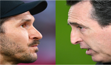 Ketua jurulatih Freiburg, Julian Schuster (kiri) dan pengurus Aston Villa, Unai Emery /AFP