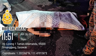 Jeffry Emparang anak Johnson meninggal dunia dalam kemalangan di lampu isyarat Jalan Hollis, Sri Aman/ BBP Sri Aman