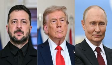 Presiden Ukraine, Volodymyr Zelensky, Presiden Amerika Syarikat, Donald Trump dan Presiden Rusia, Vladimir Putin/Foto AFP