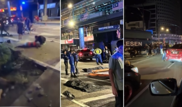 Tiga beranak maut selepas dilanggar lori yang dipercayai hilang kawalan lalu terbabas di Jalan Sultan Ismail, Kuala Lumpur/Foto Orang Awam