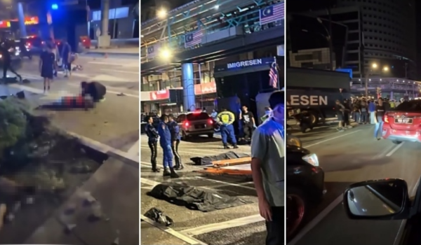 Tiga beranak maut selepas dilanggar lori yang dipercayai hilang kawalan lalu terbabas di Jalan Sultan Ismail, Kuala Lumpur/Foto Orang Awam