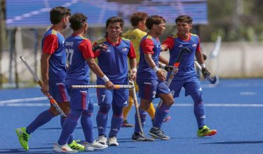 Pasukan Malaysia meraikan jaringan ketika menentang Thailand dalam perlawanan akhir Hoki Padang Lelaki pada Sukan SEA ke-33 di Universiti Sukan Nasional, Chonburi, Thailand, hari ini/ Foto BERNAMA