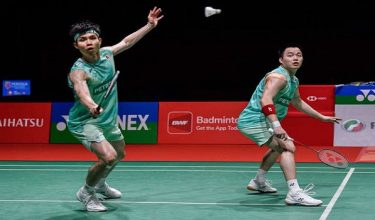 Aksi pemain beregu negara, Aaron Chia (kanan) dan Soh Wooi Yik (kiri) / BERNAMA