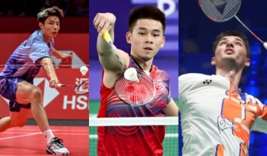 Shi Yuqi (kiri), Kunlavut Vitidsarn (tengah) dan Christo Popov (kanan)/REUTERS