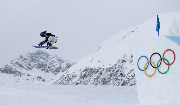 Milano Cortina 2026 Olympics - Snowboard - Women's Snowboard Slopestyle Final - Livigno Snow Park, Livigno, Italy - February 18, 2026. Kokomo Murase of Japan in action during her third run in the women's snowboard slopestyle final REUTERS/Gonzalo Fuentes