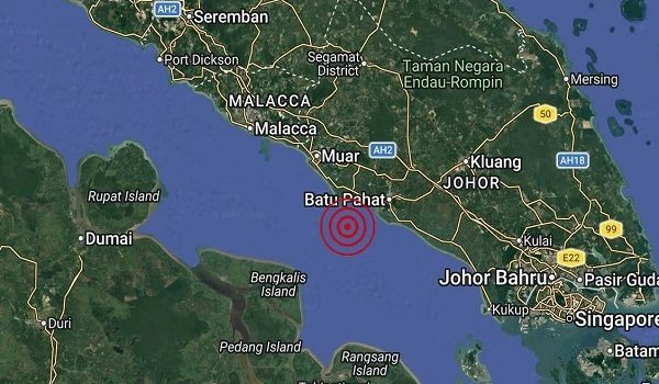 Gempa bumi lemah pada skala 3.3 dikesan di Perairan Batu Pahat, Johor.