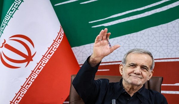 A handout photo made available by the Iranian Presidential Office shows Iran's President Masoud Pezeshkian attending a press conference in the capital Tehran, on August 8, 2026. Iranian President Masoud Pezeshkian said on August 21, 2026, it was time to end the months-long Middle East war with the United States because Tehran was in a position of strength over Washington. "It is better that we bring the war to an end now as we are in a position of power and dignity, and the whole world acknowledges our victory and emphasises that America has attacked our schools, hospitals and infrastructure in violation of all regulations and is hated around the world," he said in a meeting with doctors. (Photo by Iranian Presidential Office / AFP) /