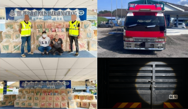 Pasukan Gerakan Am (PGA) Briged Tenggara turut merampas sebuah lori serta menahan dua lelaki tempatan berusia 45 dan 53 tahun/FB Briged Tenggara PGA Rasmi