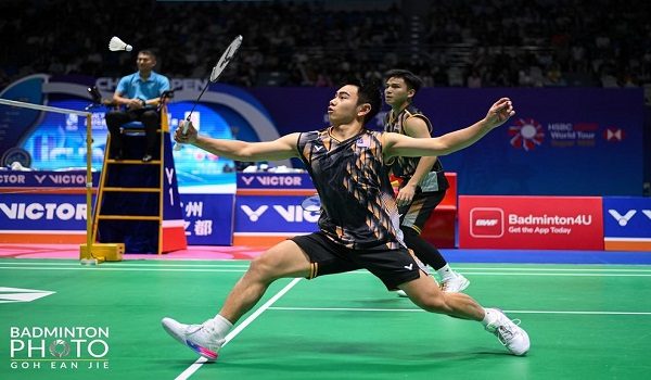 Beregu lelaki profesional negara Goh Sze Fei-Nur Izzuddin Rumsani menjuarai saingan Terbuka China dengan menewaskan pasangan tuan rumah di Changzhou pada 22 September 2024/ Foto Badminton Association of Malaysia