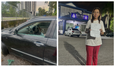 Ahli Parlimen Seputeh, Teresa Kok membuat laporan polis berhubung kes pecah cermin kereta beliau petang Ahad/Foto Facebook Teresa Kok