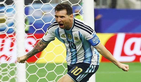Soccer Football - FIFA World Cup 2026 - Group J - Argentina v Austria - Dallas Stadium, Arlington, Texas, U.S. - June 22, 2026 Argentina's Lionel Messi celebrates scoring their second goal  REUTERS/Kai Pfaffenbach