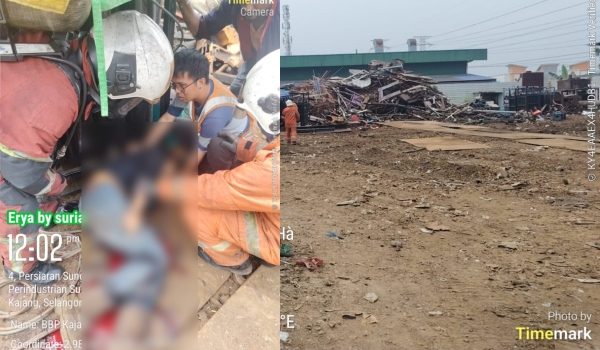 Kesan lokasi letupan tangki helium yang mengorbankan seorang lelaki berusia 49 tahun di sebuah kilang barangan lupus/Foto Bomba