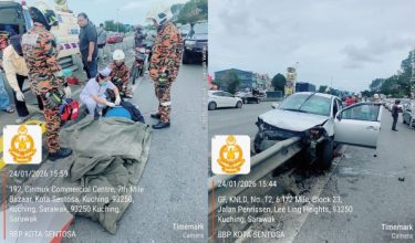 Kemalangan jalan raya di Batu 6, Jalan Penrissen Kuching mengakibatkan Siti Badariah Abdullah, 70