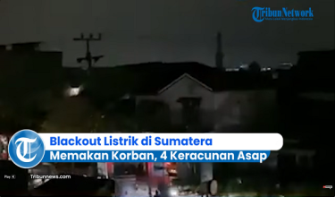 Gangguan bekalan elektrik di Sumatera/Foto   TRIBUNNEWS