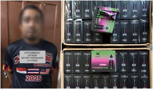 Lelaki ditahan, 1,800 pod vape bernilai RM180,000 dirampas PGA/Foto PGA Briged Tenggara