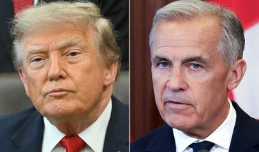 (COMBO) This combination of pictures created on August 22, 2026 shows US President Donald Trump in Washington, DC, on July 13, 2026 and Canadian Prime Minister Mark Carney on August 22, 2026. Canadian Prime Minister Mark Carney announced retaliatory tariffs on the United States on August 22, after walking away from a "bad deal" on trade in a deepening rift between the longtime allies. Negotiations between the neighboring countries broke down August 21 in Washington, putting into force new 50-percent US tariffs impacting about $20 billion worth of goods, or 5.5 percent of Canadian exports to the United States. (Photo by SAUL LOEB and Dave Chan / AFP)