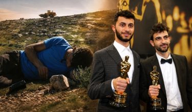 Basel Adra dan Yuval Abraham, pengarah bersama dokumentari No Other Land, memegang trofi Oscar selepas filem itu memenangi kategori Dokumentari Terbaik pada Anugerah Akademi ke-97 di Los Angeles pada Mac 2025