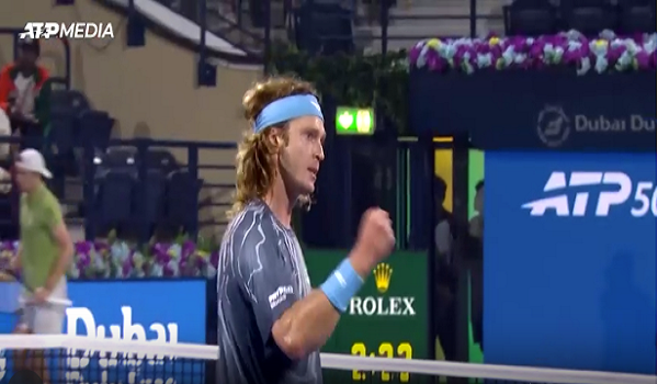 Rublev atasi Humbert untuk mara ke suku akhir di Dubai./REUTERS