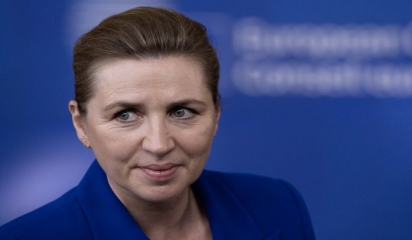 Denmark's Prime Minister Mette Frederiksen arrives for a EU Summit at the EU headquarters in Brussels, on March 19, 2026. European Union leaders meet in the context of the US-Israeli war against Iran that is consuming the Middle East, and its consequences on energy prices and security. (Photo by JOHN THYS / AFP)