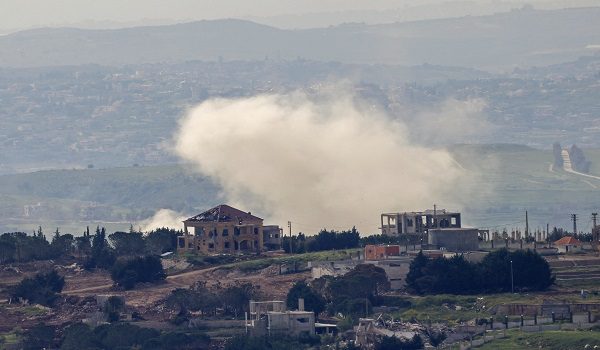 Smoke rises over the southern Lebanese village of Taybeh near the border as seen from the Upper Galilee in northern Israel, on April 25, 2026. Lebanon's health ministry said Israeli strikes on April 25 in the country's south killed four people, despite a ceasefire that was extended this week in the war between Israel and militant group Hezbollah. (Photo by Jalaa MAREY / AFP)
