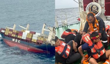 Kapal MSC ELSA 3 karam pada Ahad dan semua anak kapal berjaya diselamatkan/Foto media sosial