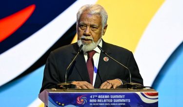 Perdana Menteri Timor-Leste, Xanana Gusmao berucap pada Sidang Kemuncak ASEAN di Kuala Lumpur/AFP