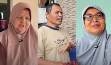 Penduduk Kampung Pak Tijah, Jalan Tok Jembal iaitu Fatimah Mahmud (kiri), Ahmad Hazlan Abdullah (tengah) dan Hamidah Abdullah (kanan) meluahkan perasaan mereka susulan banjir yang melanda