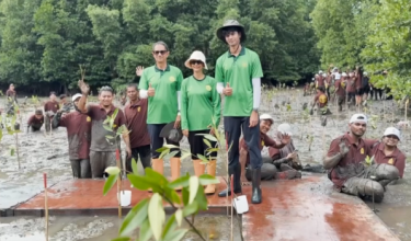 Raja Muda Kedah, Tengku Sarafudin Badlishah ibni Al Aminul Karim Sultan Sallehuddin, perkenan berangkat ke Program Penanaman Bakau di Kompleks Pelancongan Sungai Merbok, Jeti Semeling, Kuala Muda/Foto RTM