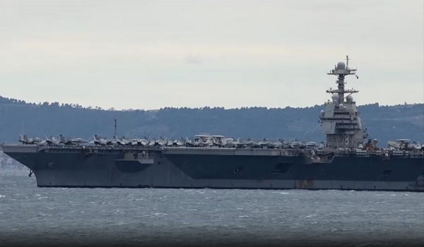 Kapal  perang USS Gerald R. Ford berlabuh di Pelabuthan Adriatik, Crotia untuk pembaikan. Foto REUTERS
