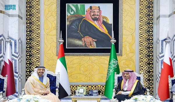 Saudi Foreign Minister Faisal bin Farhan al Saud receives United Arab Emirates' Deputy Prime Minister and Minister of Foreign Affairs Sheikh Abdullah bin Zayed Al Nahyan ahead of an exceptional meeting of the Gulf Cooperation Council (GCC), the first in-person meeting of Gulf leaders since their states became a front in the Iran war two months ago, In Jeddah, Saudi Arabia, April 28, 2026. Saudi Press Agency/Handout via REUTERS THIS IMAGE HAS BEEN SUPPLIED BY A THIRD PARTY