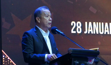Ketua Polis Negara, Datuk Seri Mohd Khalid Ismail berucap pada Majlis Anugerah Sukan PDRM 2023–2025 pada Rabu, malam tadi/RTM