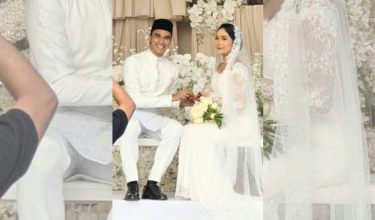 Tekong terbaik dunia, Muhammad Syahir Mohd Rosdi (kiri) menamatkan zaman bujangnya bersama pilihan hati, Ain Athalia/ FB BOLAROTANTV