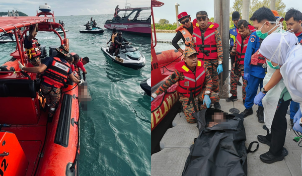 Mayat Arash Nashran Abdul Maser, 23 tahun ditemukan meninggal dunia kira-kira 100 meter daripada lokasi terakhir dilaporkan hilang/ Jabatan Bomba dan Penyelamat Daerah Langkawi