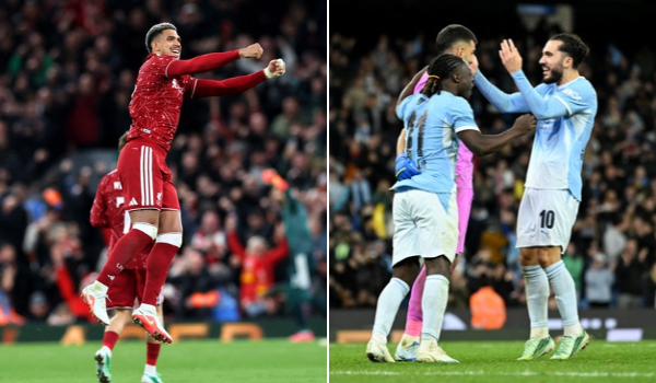 (Kiri) Pemain pertahanan Liverpool, Ronald Araújo, meraikan kemenangan pasukannya selepas aksi pusingan keempat Piala Liga Inggeris menentang Chelsea di Anfield, Liverpool, barat laut England, pada 28 Oktober 2026. (Foto AFP/Darren Staples)