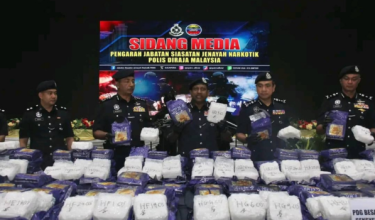 Sidang media di Dewan Serbaguna Ibu Pejabat Polis Kontinjen (IPK) Perlis