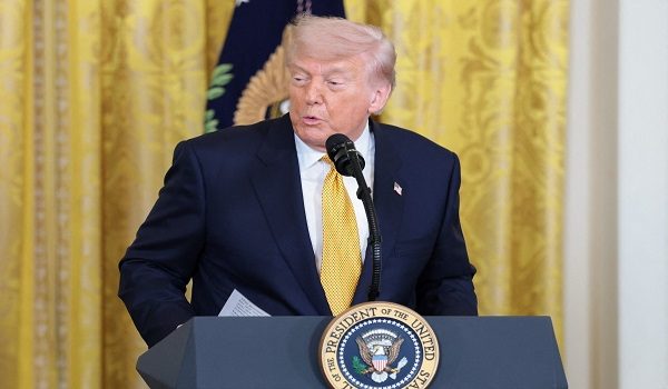 WASHINGTON, DC - MAY 06: U.S. President Donald Trump speaks during a military mothers celebration in the East Room of the White House on May 6, 2026 in Washington, DC. President Trump and the first lady honored America's military mothers at the event ahead of Mother's Day.   Anna Moneymaker/Getty Images/AFP (Photo by Anna Moneymaker / GETTY IMAGES NORTH AMERICA / Getty Images via AFP)